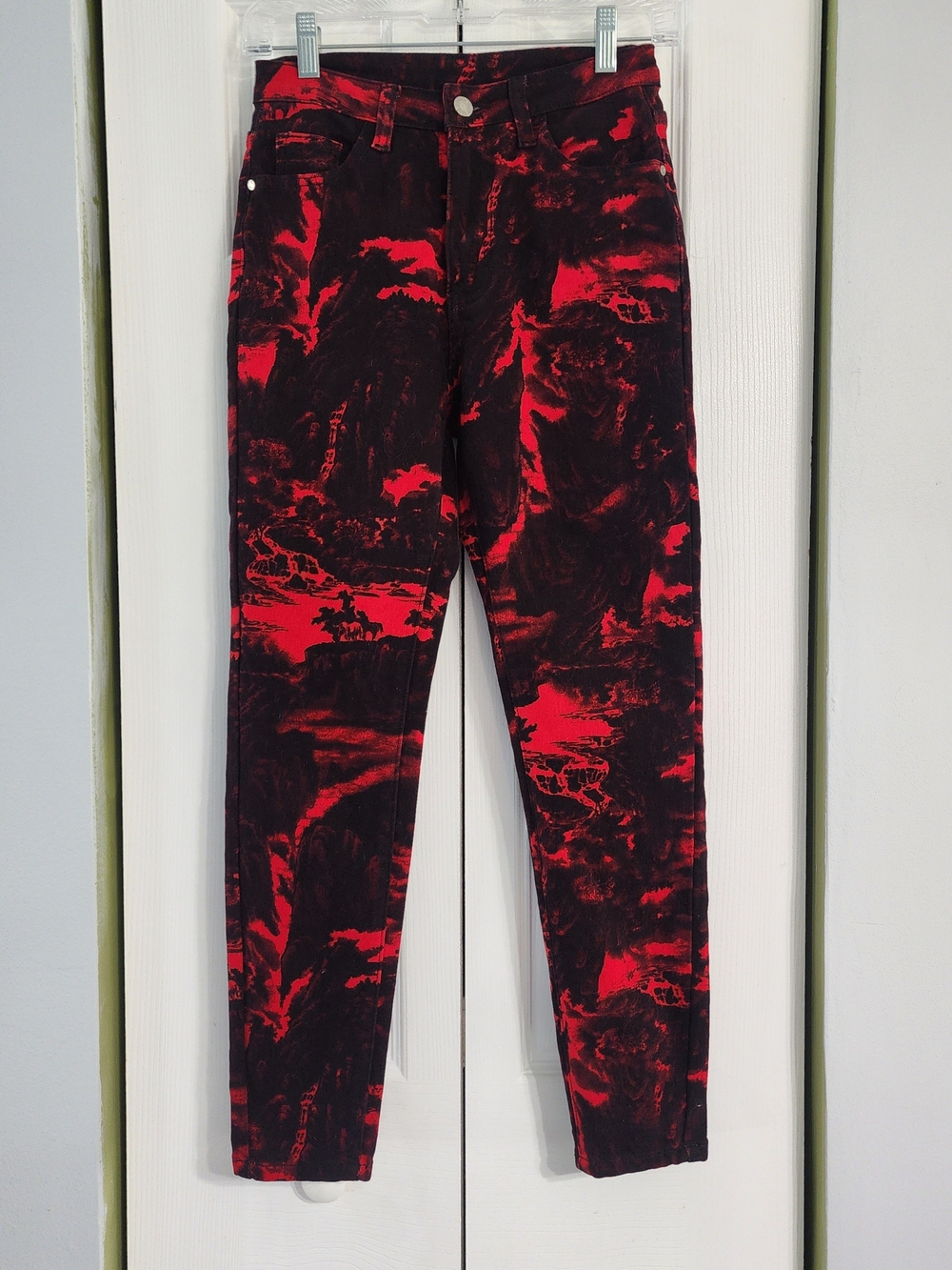 Red & Black Marble Print JR. Skinny Jeans Tape Measurements In Pics.